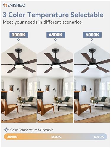 52-Inch Ceiling Fan with Lights and Remote Control - Black & Walnut Variation