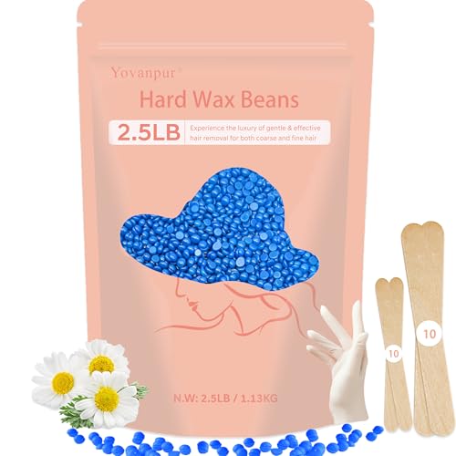 Yovanpur Chamomile-Blue Wax Beads for Sensitive Skin 2.5lb Hard Wax for Hair Removal