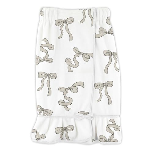 Ultra Soft Plush Luxury Spa Shower Bath Wrap with Adjustable Closure, One Size, Flax Bows