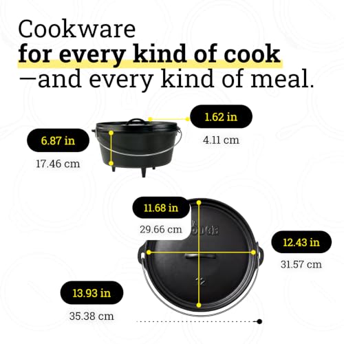 8 Quart Pre-Seasoned Cast Iron Dutch Oven with Lid for Camping and Cooking - Heavy Duty