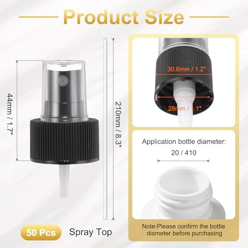 uxcell Spray Top 50Pcs 28/410 Plastic Fine Mist Reusable Nozzles - Black
