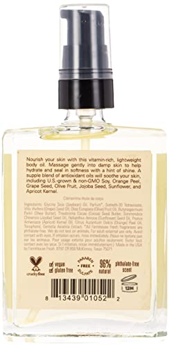 FarmHouse Fresh Clementine Body Oil - Moisturizing Natural Skincare, 4 Fl Oz