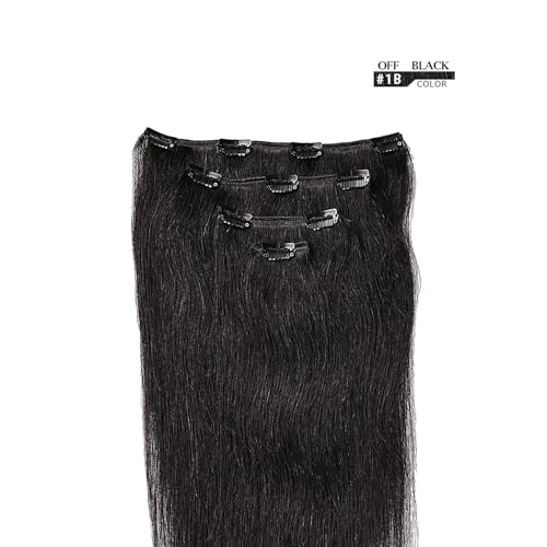 Winsky 16-inch Clip-in Human Hair Extensions #1B Natural Black, 4pcs, 63g