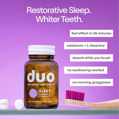 Duo Sleep Toothpaste Tablets with Melatonin & Nano Hydroxyapatite — 62 Count (Pack of 1)