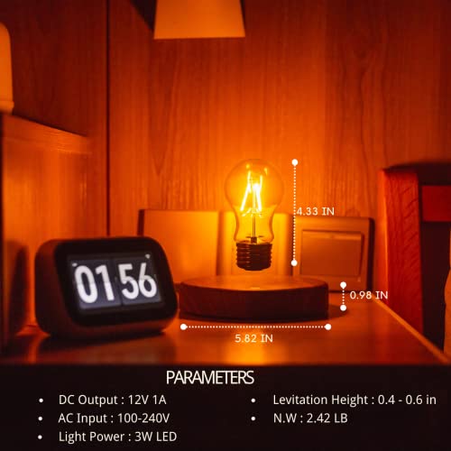 Levitating Bulb Lamp - Magnetic Floating Night Light, Round-Classic Style