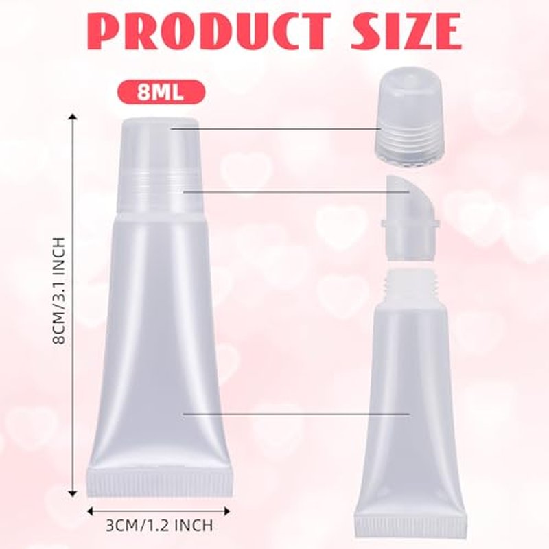 300 Pcs Lip Gloss Tubes Empty Bulk 8ml - Clear Squeeze Lip Balm Containers for DIY, Travel Toiletries, Ointment Storage, Personal Care Filling, Business Sampling, Private Label or Resale Use