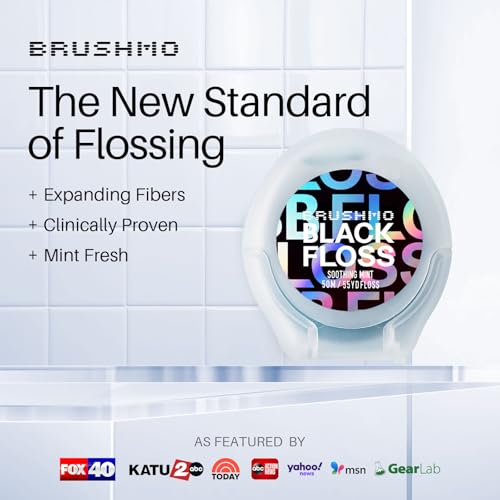 Brushmo BB Floss Expanding Black Mint Dental Floss 5 Pack 55 yd Each (165 ft total)