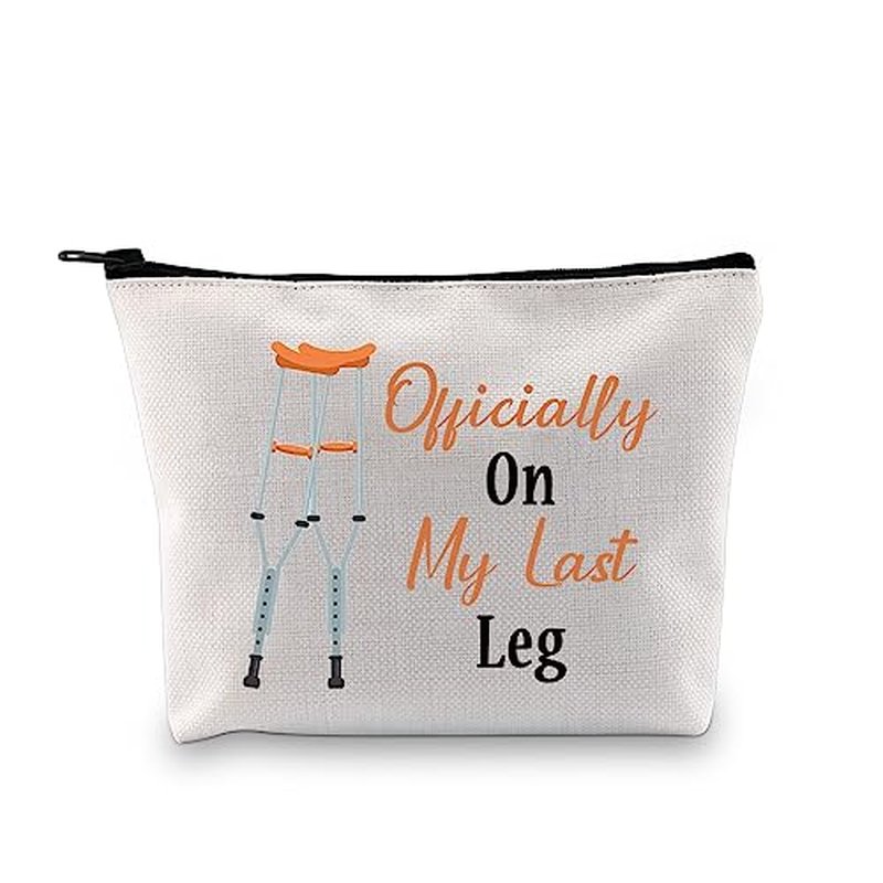 JXGZSO Broken Bones Recovery Gift Officially On My Last Leg Funny Broken Leg Gifts Orthopedic Surgeon Cosmetic Zipper Bag