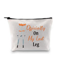 JXGZSO Broken Bones Recovery Gift Officially On My Last Leg Funny Broken Leg Gifts Orthopedic Surgeon Cosmetic Zipper Bag