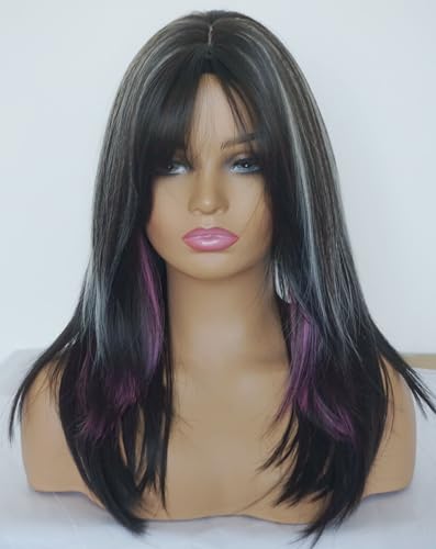 Blonde Bob Wigs for Women - Medium Length Synthetic Hair with Dark Roots