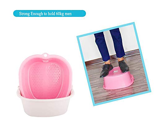 Pink Plastic Foot Basin Bath Spa Tub with Convex Dots for Pedicure and Foot Massage