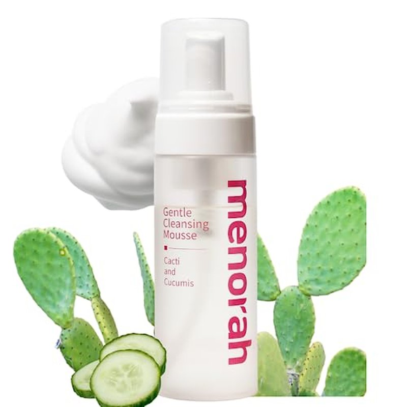 menorah Gentle Cleansing Mousse ? Hydrating pH-Balanced Face Wash with Cactus & Cucumber Extracts, Soothing Daily Cleanser for Sensitive & Dry Skin