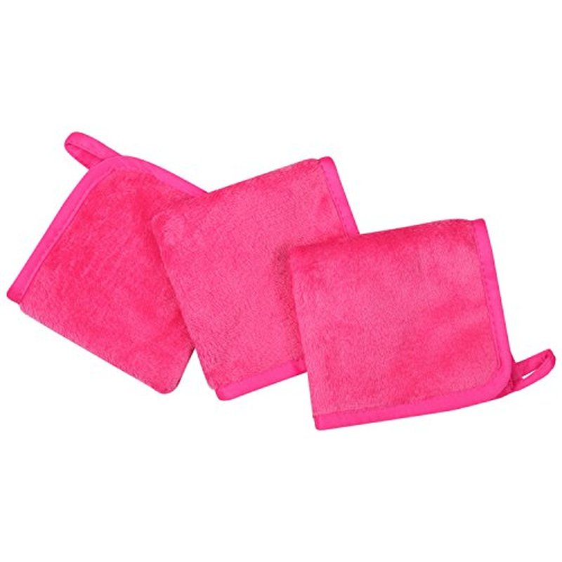 Microfiber Makeup Removal Cloths Ultra Soft Facial Cloths, Pack Of 3, 12 x 12-Inch, Dark Pink