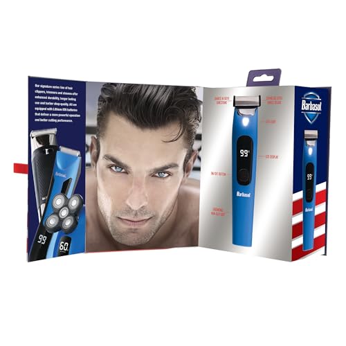 Barbasol Face and Body Shaver, Hybrid Face and Body Single Blade Shaver, Rechargeable with a 2 Hour Run Time, Wet or Dry Shave, LED Screen, Built in Light, Stainless Steel