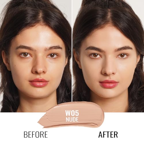 Oulac Foundation Make Up, Skincare Infused With Aloe Leaf And Vitamin E, Medium to High Coverage Liquid Foundation, Foundation Vegan 30ml, Shade£ºNude 05