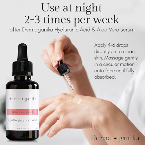 Derma ganika Retinol & Vitamin E Serum for Face - Made in USA Collagen-Boosting Anti-Aging Serum | Reduces Fine Lines, Wrinkles & Hyperpigmentation | Smooths & Hydrates Skin (Pack of 2)