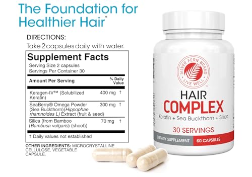 2 Ounce Silver Fern Hair Complex Hair Supplement for Healthy Hair - 30 Capsules