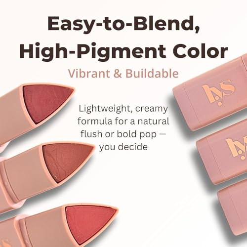 LYS Beauty Higher Standard 3-Piece Mini Cream Glow Blush Stick Set: Bubbly (Soft Pink), Focused (Warm Cinnamon Pink), Elite (Mauve)