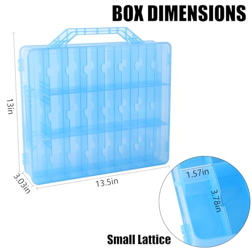 Universal Nail Polish Holder Gel Nail Polish Organizer Case for 48 Bottles Adjustable Dividers Space Saver,Double Sided Storage for Nail Bottles Mini Cars Threads Essential Oils (Blue)