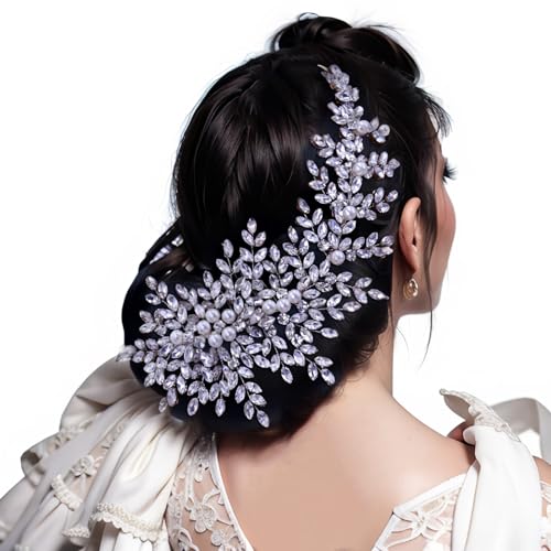 Silver Wedding Hair Comb with Pearls and Rhinestones Bridal Hair Accessory