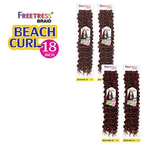 Beach Curl 18 Inch Synthetic Crochet Braid - 4 Pack Off Black with Variation