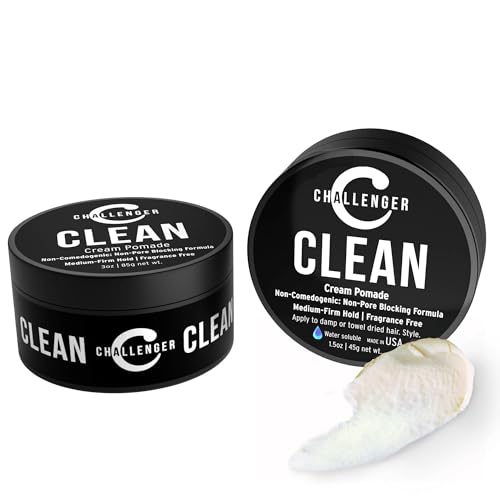 Challenger Fragrance-Free Hair Pomade Combo 4.5 Fl Oz - Medium Firm Hold, Natural Finish, Water Soluble, Travel Size