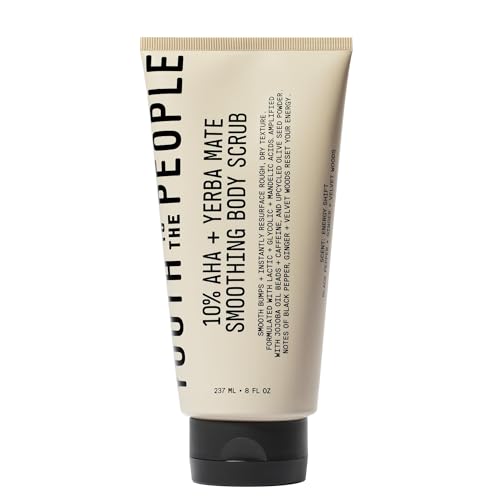 Youth To The People 10% AHA + Yerba Mate Smoothing Energy Body Scrub (8 fl oz), Exfoliates Rough Texture + Dry Skin, Suitable for Sensitive + Keratosis Pilaris Skin, Vegan