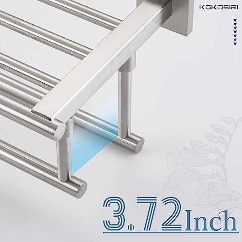 KOKOSIRI Brushed Steel 32-Inch Double Towel Shelf Bathroom Towel Rack Wall Mount