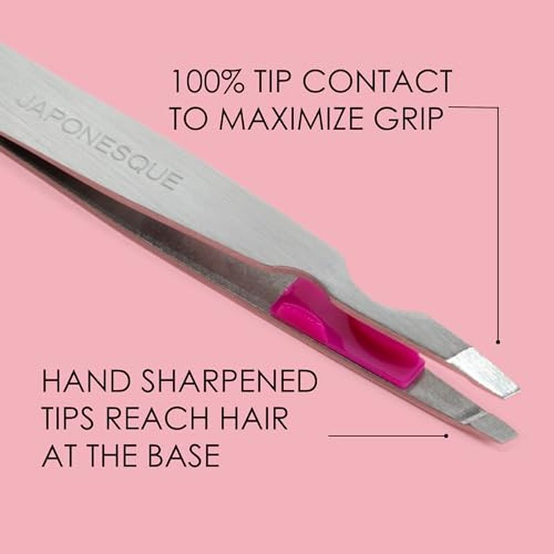Japonesque Smart Guide Slant Tweezers ? Precision Eyebrow Plucking Tool with Slant Tip, Stainless Steel Hair Removal
