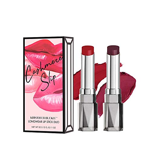 Cashmere Slip¢ç Longwear Lipstick Duo, 0.11 oz. (each) | Creamy, Richly Pigmented Lipstick That Delivers Bold Color for Up To 8 Hours | Dare/Obsessed