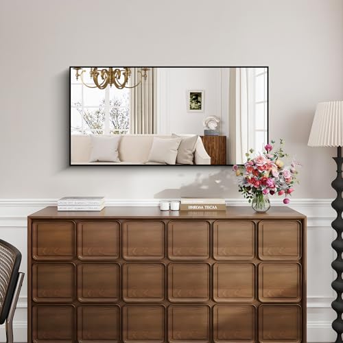 KOCUUY Black Bathroom Mirror 24x48 Inch Rectangle Wall Mirror for Over Sink, Modern Decor
