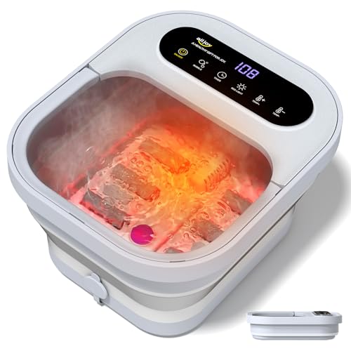 ALLJOY Grey Collapsible Foot Spa Bath with Heat, Bubble Massager & Pumice Stone