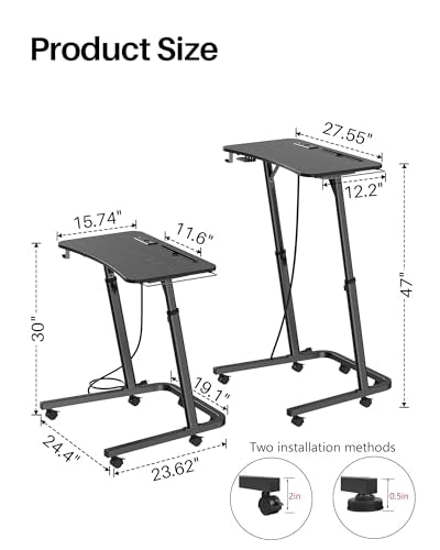 Black Adjustable Height Standing Desk for Walking Pad Treadmill Workstation