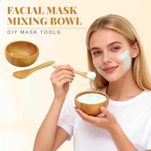 Eco Bamboo Mixing Bowl - Cute Miuni Small Facial Skin Care Mixing Bowl DIY Homemade Mini Cosmetic Tool Sets