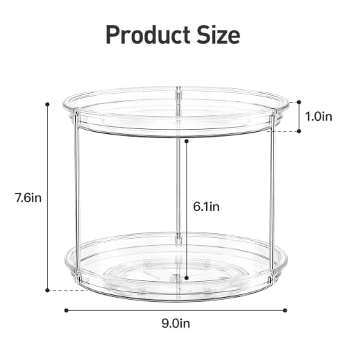 LazySpin 360° Rotating Makeup & Skincare Organizer, Clear Dual-Tier Countertop Storage
