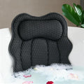 Bath Pillow for Tub, 4D Air Mesh Breathable Fabric, Soft Supportive Bathtub Cushion for Head Neck Back, Ergonomic Spa Pillow with Strong Suction Cups, Quick-Drying, Machine Washable (Black)