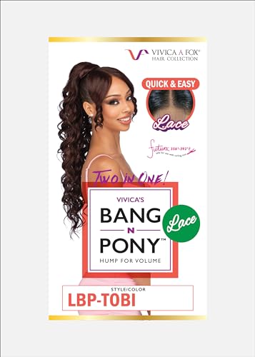 Vivica A. Fox LBP-TOBI Bang & Pony Hairpiece Color 1B Off Black - Quick & Easy Lace Style