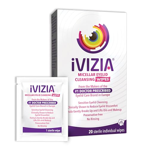 iVIZIA Eyelid Cleansing Bundle with 20 Sterile Single-Use Preservative-Free Wipes and 3.3Fl Oz BAK-Free Micellar Eyelid Cleanser