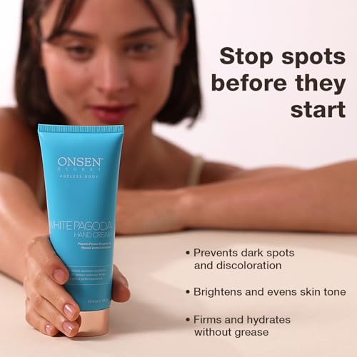 Onsen White Pagoda Hand Cream - Japanese-Inspired Firming Hand Lotion with Pagoda Flower Enzyme, Tsubaki, Jojoba & Squalane - Pagoda Hand Lotion