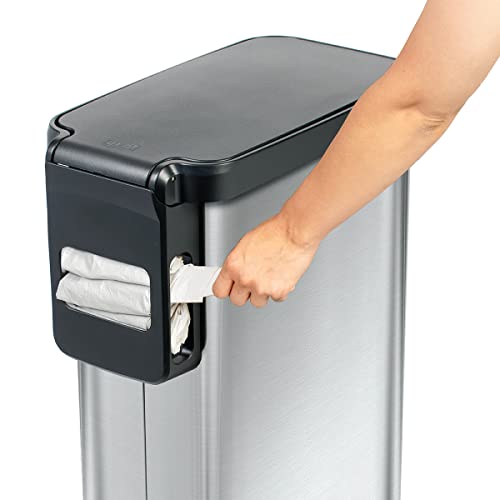 Glad Stainless Steel Slim Trash Can with Clorox Odor Protection, Soft Close Lid, 45 Liter