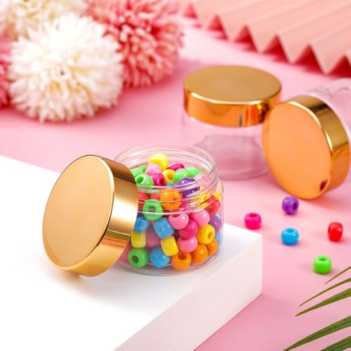 8 oz Plastic Jars with Lids - Gold, Airtight Reusable Cosmetic Containers
