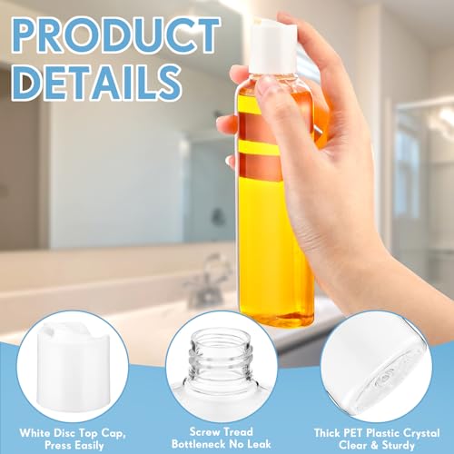 Domensi 50 Pack Plastic Travel Bottles 6.8oz - Leakproof Cosmetic Containers