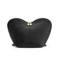 Heart Shaped Leather Makeup Bag - Large Travel Toiletry Organizer for Women - Black