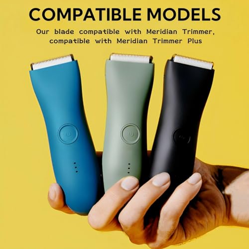 Replacement Blades Compatible with Meridian Trimmer Blades,Green Ceramic Blades for Meridian Replacement Blades Compatible with Meridian Body Trimmer (Oynx,Sage & Ocean),Stainless Steel,2 Pack.