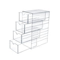Hipiwe Plastic Drawer Organizer Clear Hair Accessories Organizer Box with 4 Pull Out Drawer Compact Storage Box for Cabinet Vanity Bathroom Pantry Office or Closet Organization