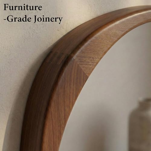 Solid Wood Wall Mirror 30x20 Dark Walnut Irregular Shape - Modern Decor