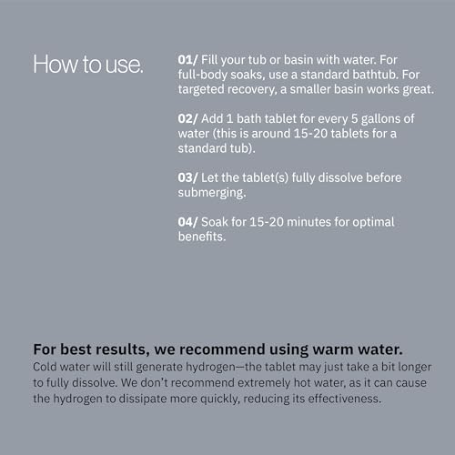 Hydrogen Bath Tablets for Muscle Recovery & Skin Health - 60 Count