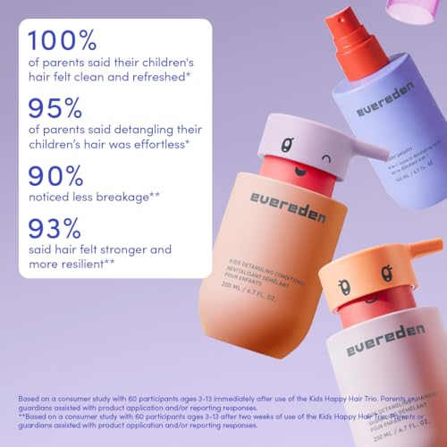 Evereden Kids Full Size Hair Care Trio + Detangling Brush for Ages 3+