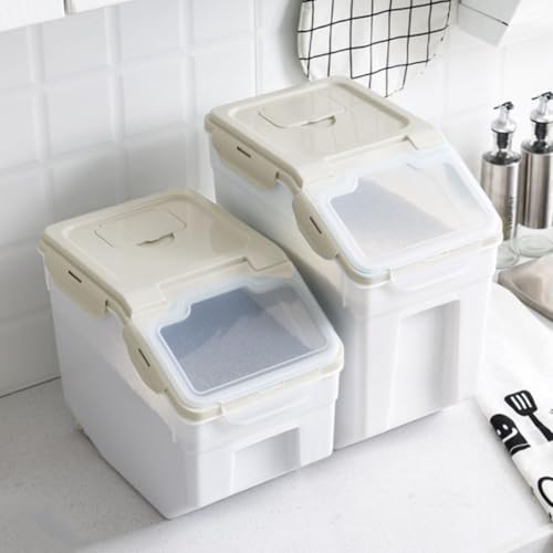 Large 25LB Flour Storage Container Bin with Wheels & Locking Lid - Gray, 2 Pack