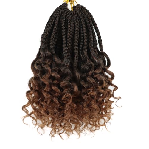 QANSFA Deep Wave Crochet Hair 10 Inch for Black Women, Curly Ends, Pre-Looped, 7 Packs, Black to Light Auburn